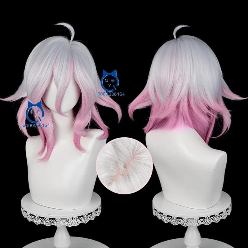 Game LOL Briar Cosplay 42cm Long Silver Mixed Grey Pink Gradient Wig League off Legends Heat Resistant Synthetic Hair Anime Expo