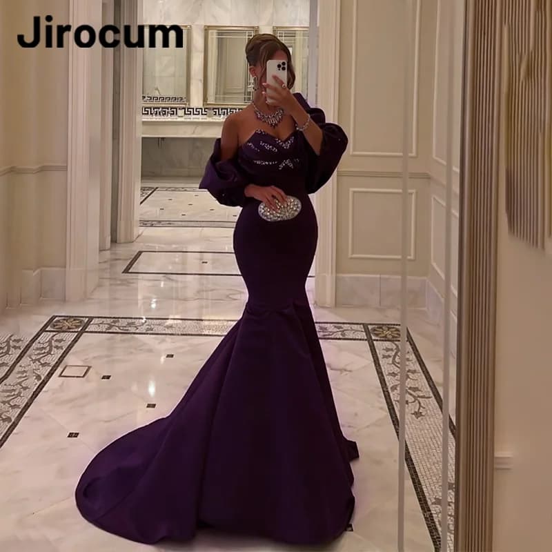 Jirocum Elegant Mermaid Vintage Prom Dress Women's Beaded Sweetheart customized Evening Gown Floor Length Special Occasion Gowns
