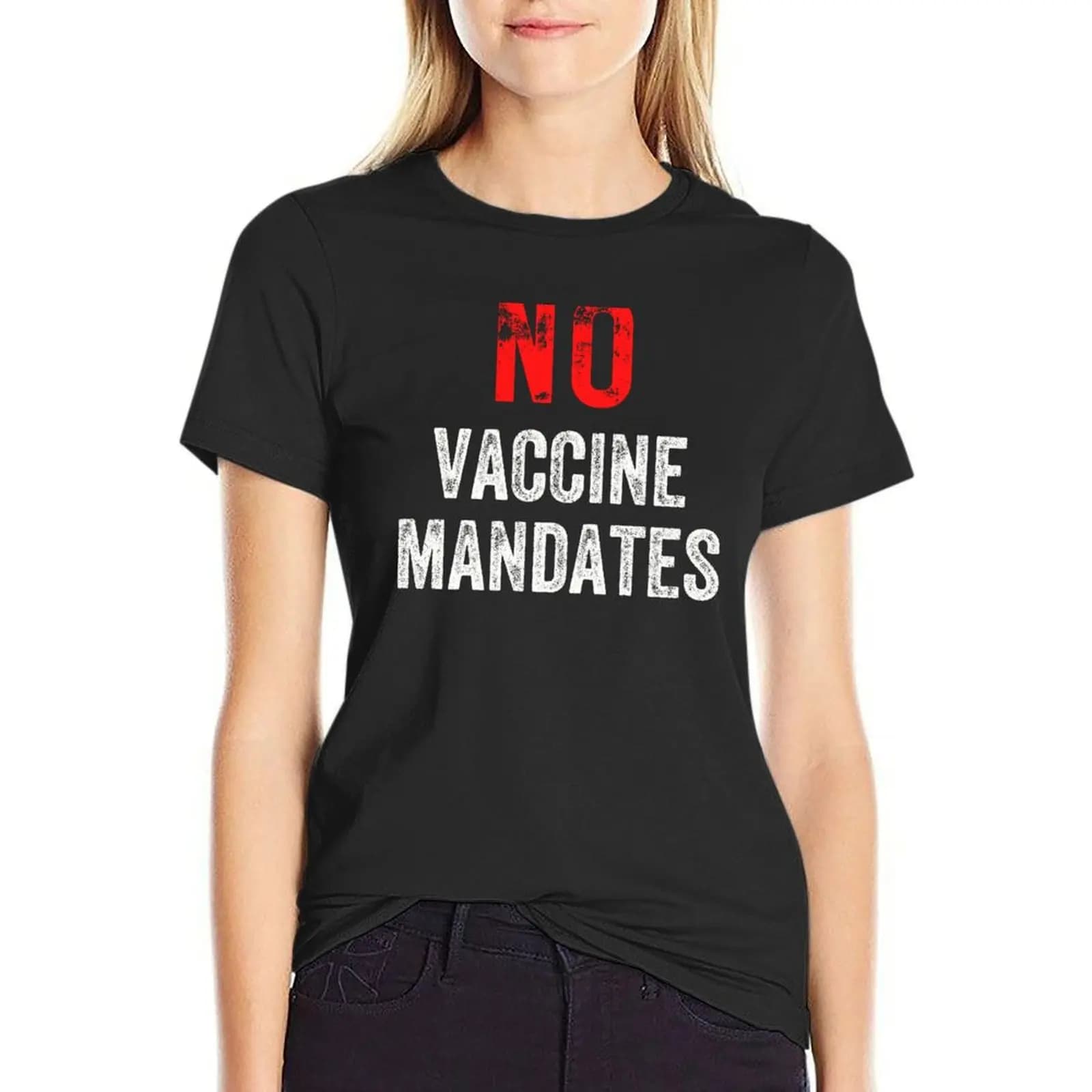 No Vaccine Mandates T-Shirt Short sleeve tee kawaii clothes female oversized spring clothes Women 2024