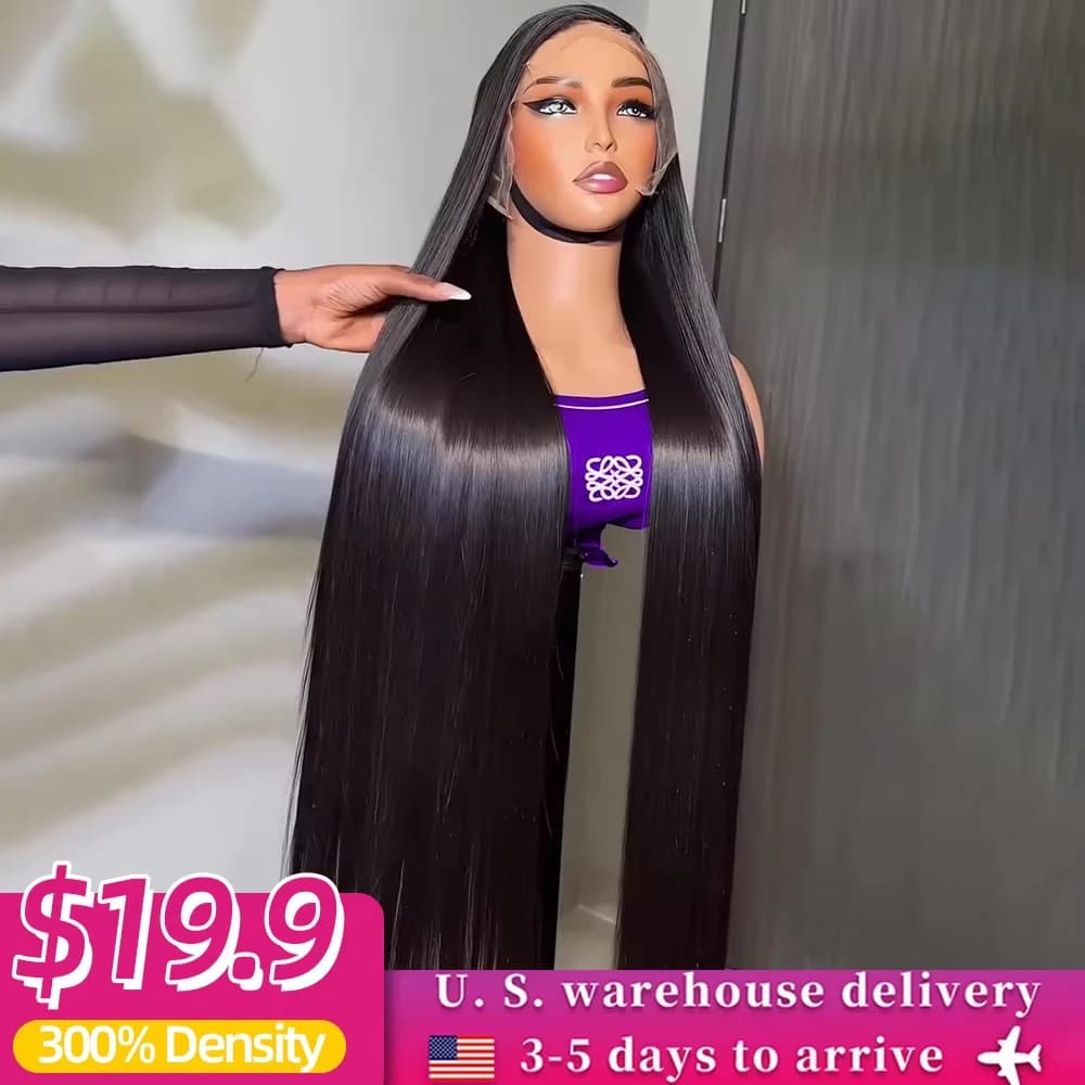 300Density 30 40Inch Straight Lace Frontal Wig 13x6 HD Lace Frontal Wigs Human Hair 13x4 Bone Straight Human Hair Wigs For Women