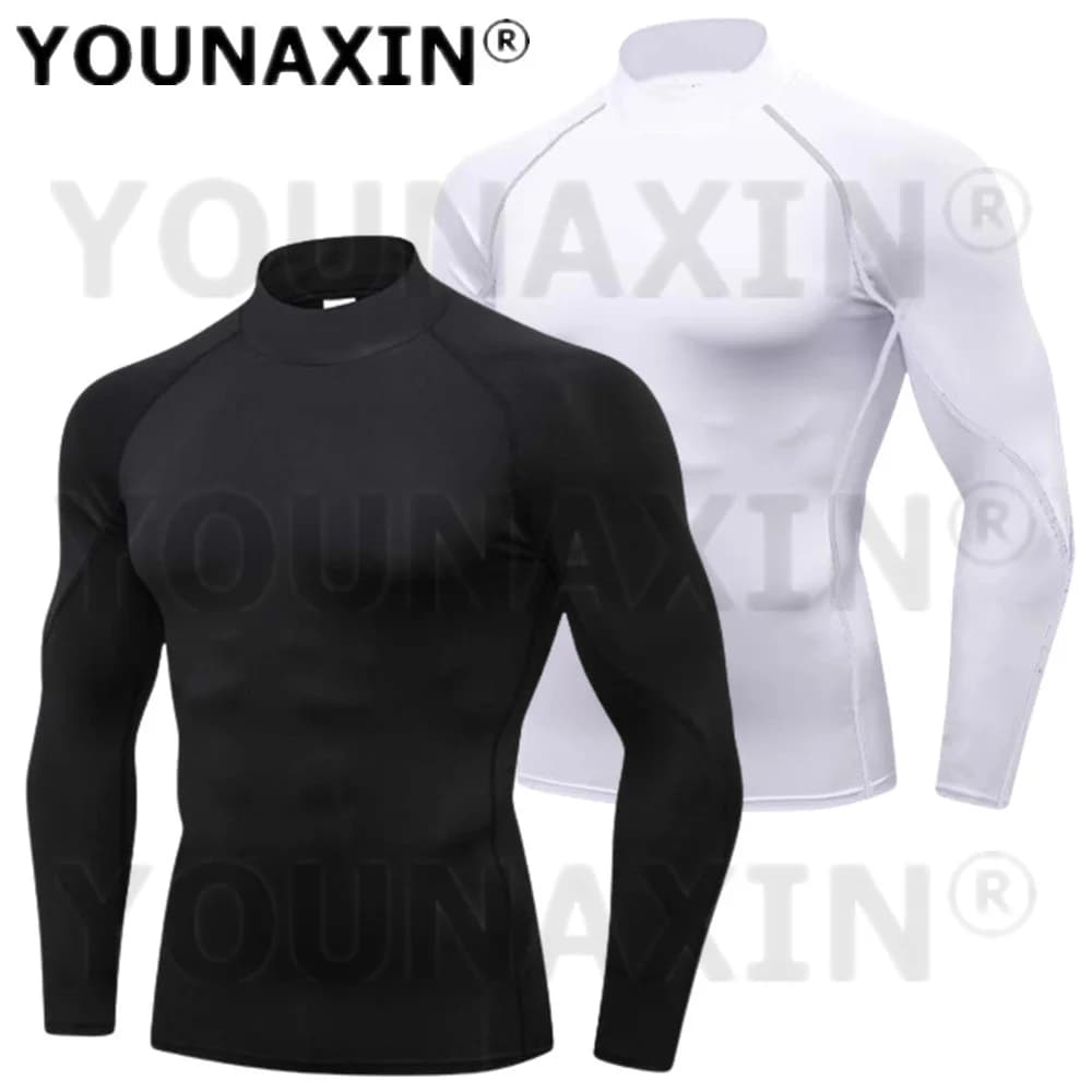 Men's High-necked Sports Long Sleeves T-shirts Skinny Fitness Yoga Training Running Quick-drying Cycling Top S M L XL 2XL 3XL
