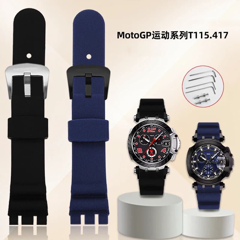 Sports Silicone Rubber Watchband for Tissot Racing T115 Special Double Notch Strap T115.417 Men's Waterproof Watch Chain 22mm