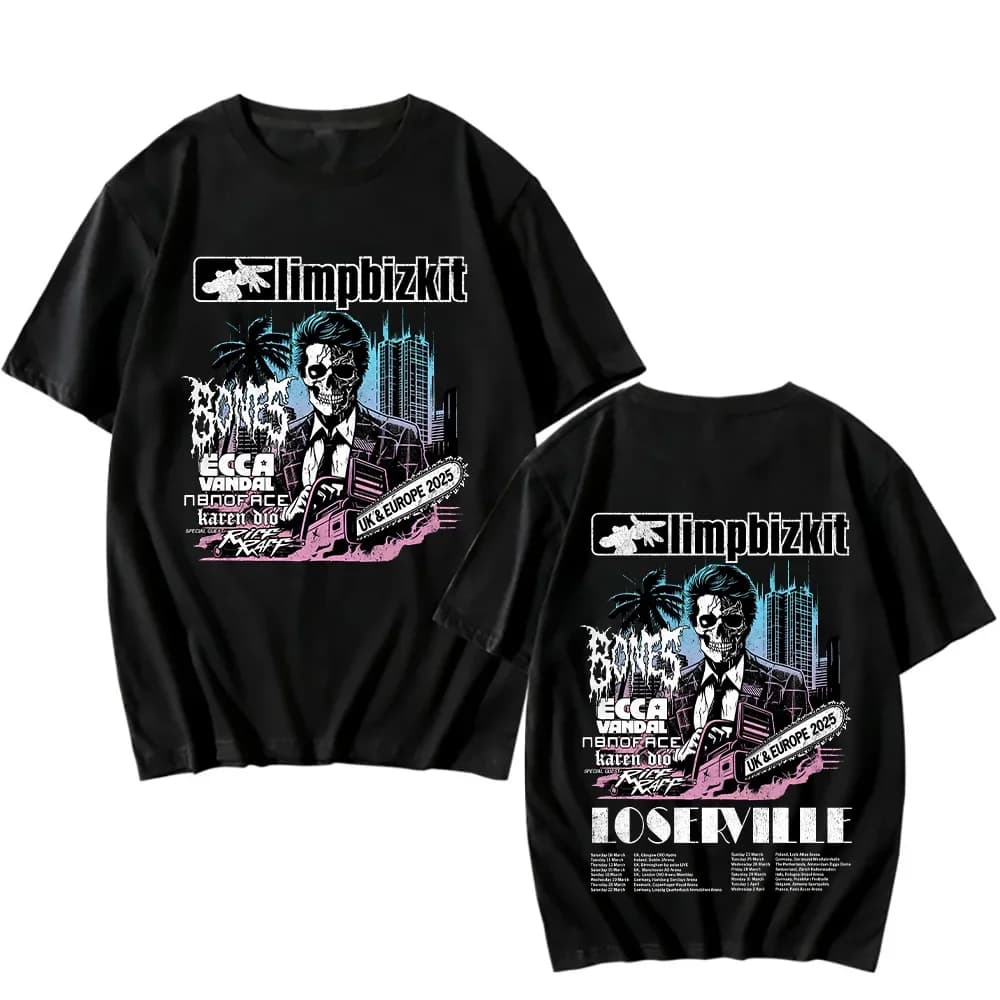Limp Bizkit UK and Europe Tour 2025 T-shirt Rap Rock Vintage Cotton Tees New Enjoy First Tshirts Unisex Fashion Crewneck Clothes