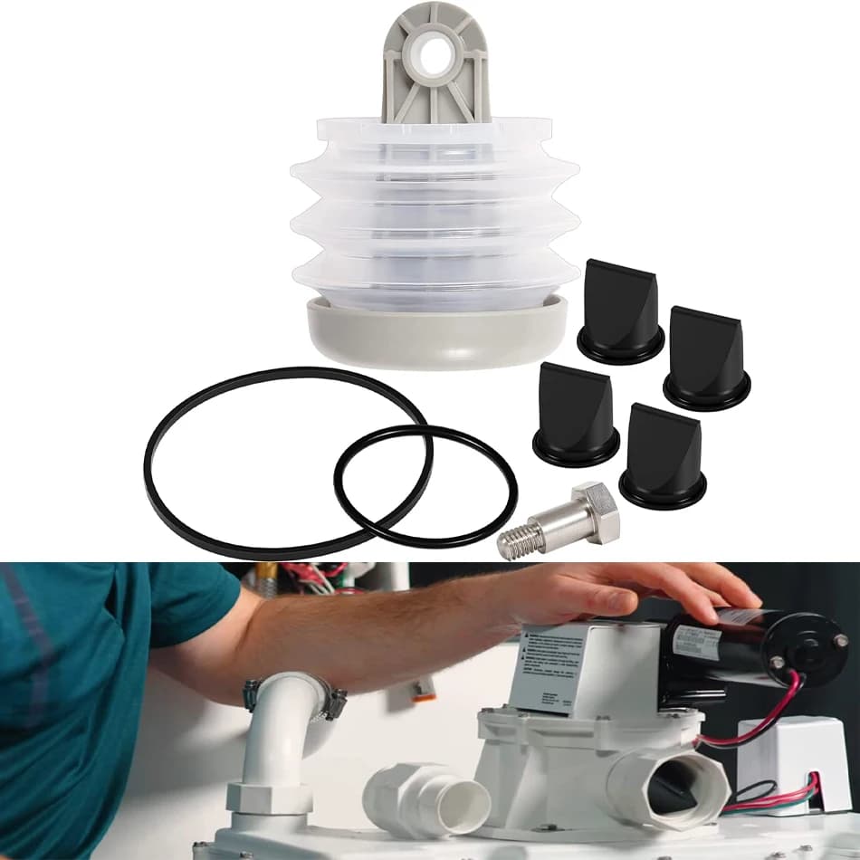385230980 Pump Bellow & 4 Pack 385310076 Duckbill Valve 1-1/2'' & 385310151 O-Ring Kit Fit for Dometic S, T, J, VHT & VG Series