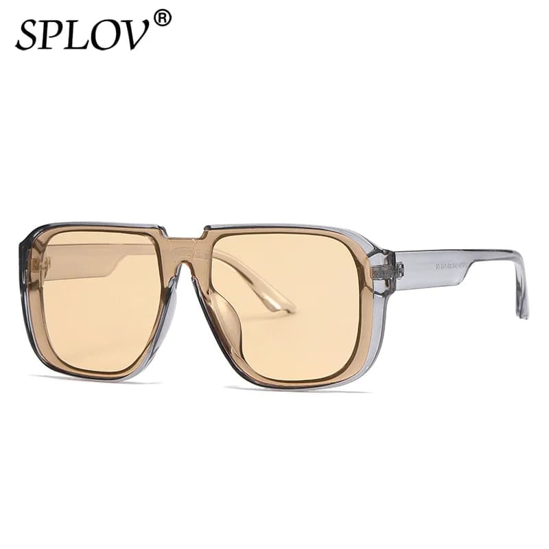 Hot Vintage Square Sunglasses One Piece Men Mirror Shades Fashion Retro Flat Top Women Sun Glasses Ins Favor Eyewear UV400