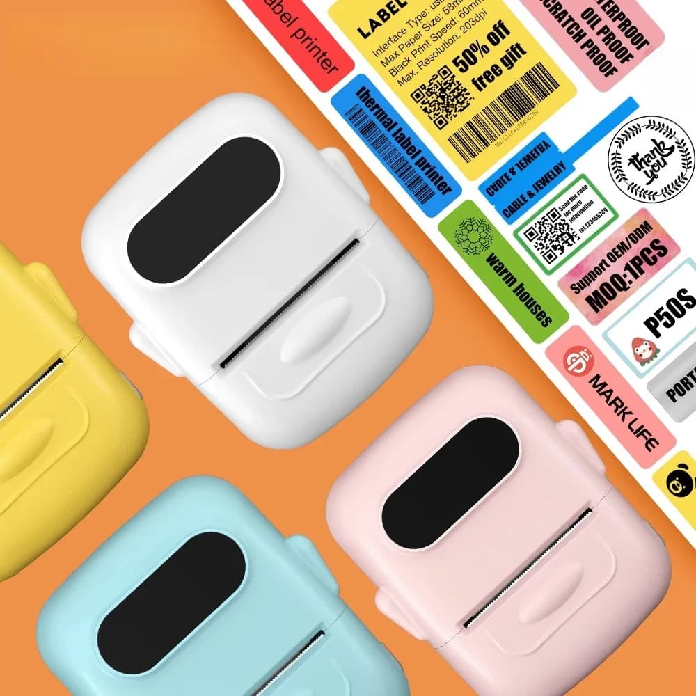 P50 portable thermal label printer, suitable for home, supermarket, jewelry and food industries, or label paper