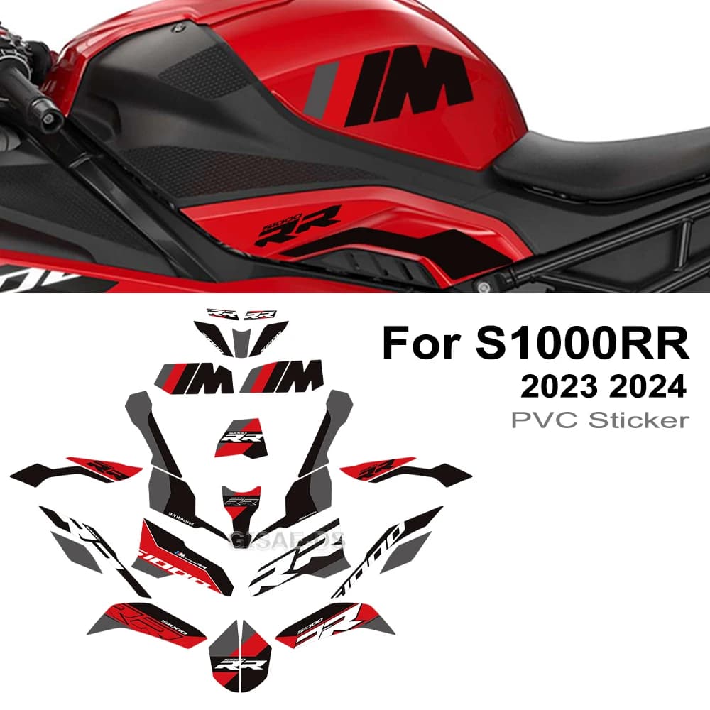 For BMW S1000RR S 1000 RR S1000 Motorcycle Body Fairing Protector Tank Knee Pad Stickers Decals Kit 2023 2024
