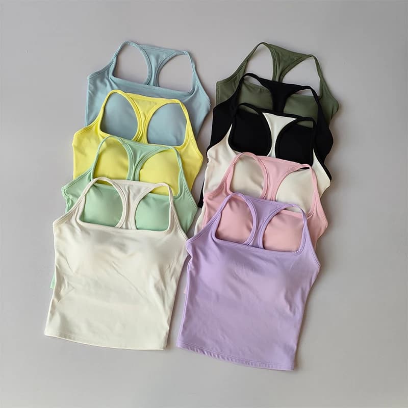 Sports and Fitness Vest with Chest Pad Summer Shockproof Beauty Back Nude Feeling Suit Pilates Training Yoga Top Yoga Clothing