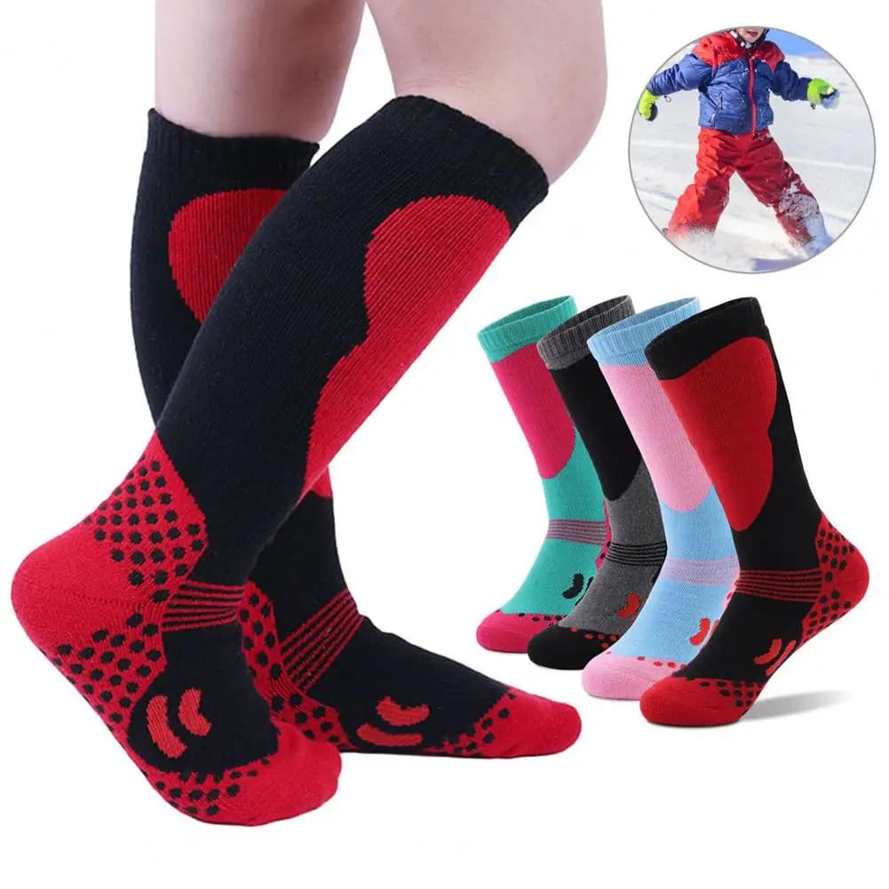 Breathable Ski Socks Children Ski Socks Children's Winter Ski Socks Thermal Cotton Long-tube Outdoor Sports for Boys Girls Sweat