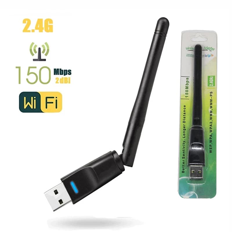Mini USB WiFi Adapter 150Mbps 2.4GHz 2dbi Wireless Network Card MT7601 Network Card Wi-Fi Receiver Adapter for PC Desktop Laptop
