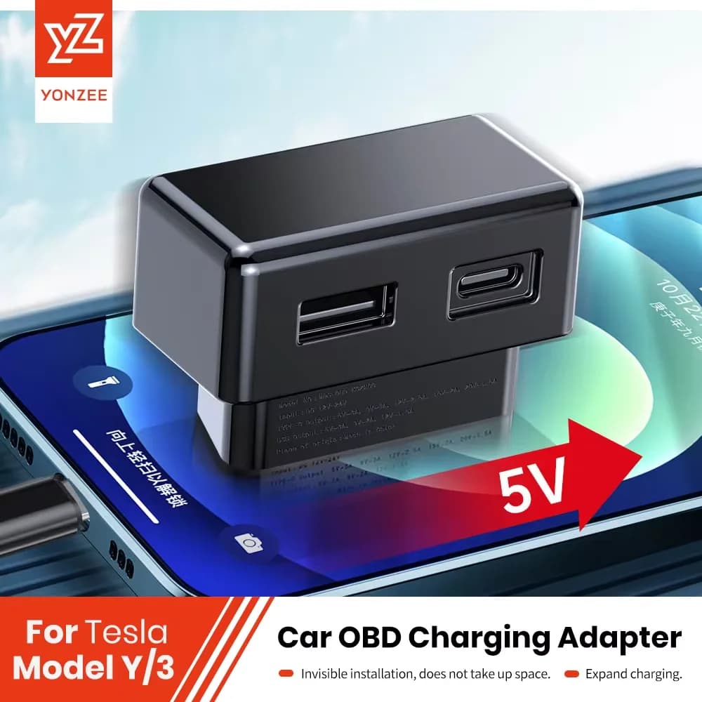 YZ For Tesla Model 3 Y Highland Juniper  Model X S OBD Adapter Charging For Tesla Car obd2 Splitter Charger Adapters Accessories