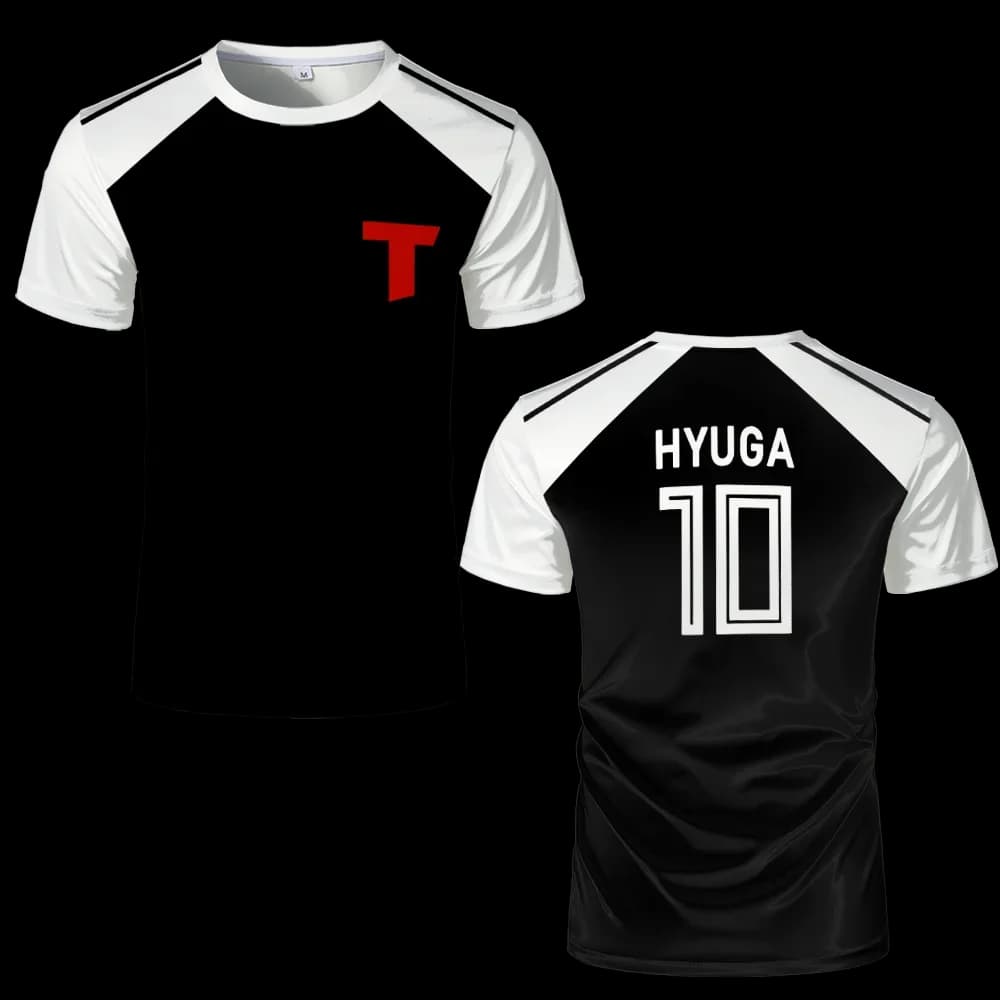 Captain Tsubasa Anime Tshirt Hyuga Animation Cosplay Short-sleeved 3D Printed Football Jersey T-shirts Mens Designer Clothes