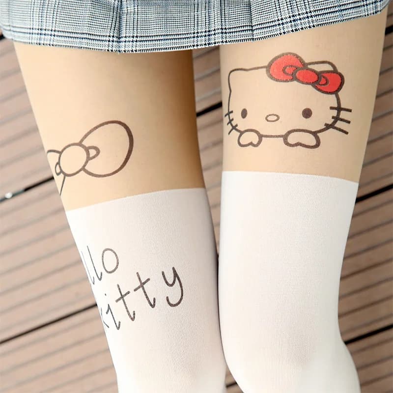 Women's Cartoon Cute Tights Patchwork Color Printed Pantyhose Female Lolita 16 Styles Long Socks Kitty Cat Bear Panty Hose New