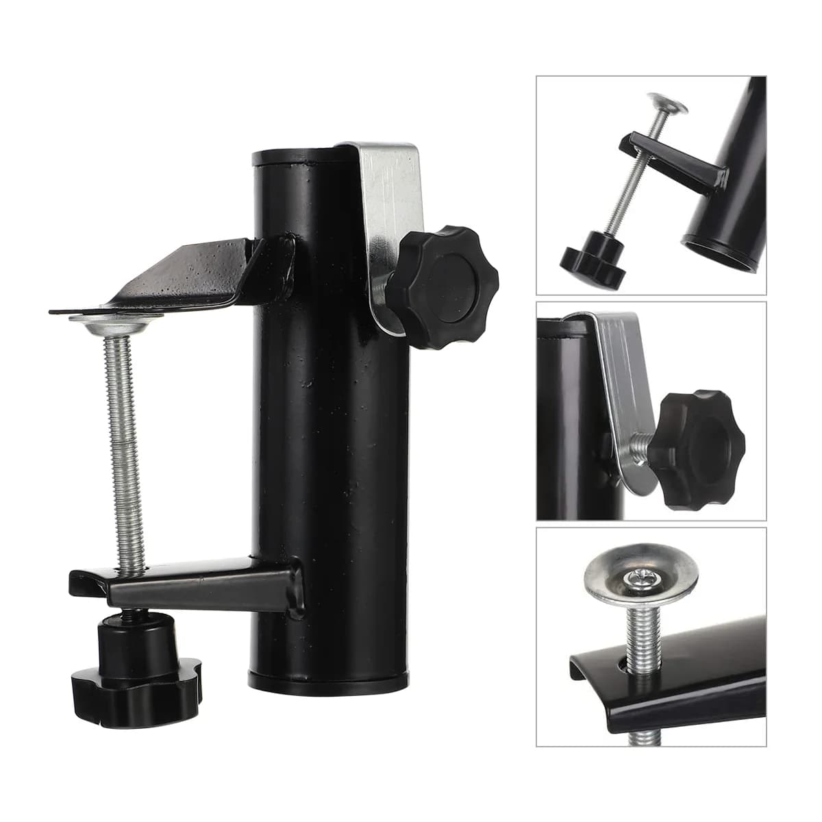 Umbrella Holder Beach Fixing Rack Clamp for Balcony Deck Metal Patio Outdoor Stand Parts Courtyard Black Fixed Clip