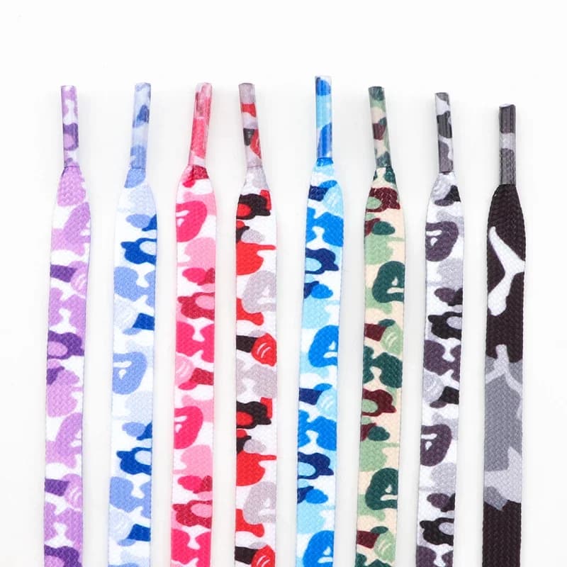Colorful Shoelaces Camouflage Print Flat Shoe Laces For Sneakers AJ1&AF1 Boot Men And Women Leisure Shoestring Accessories