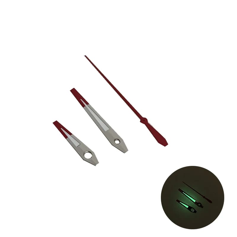 NH35 Hands Needles 14.5mm Watch Hands Color Blocking Red, Silver and Green Luminous Pointers Fit for NH35 NH36 4R 7S Movement