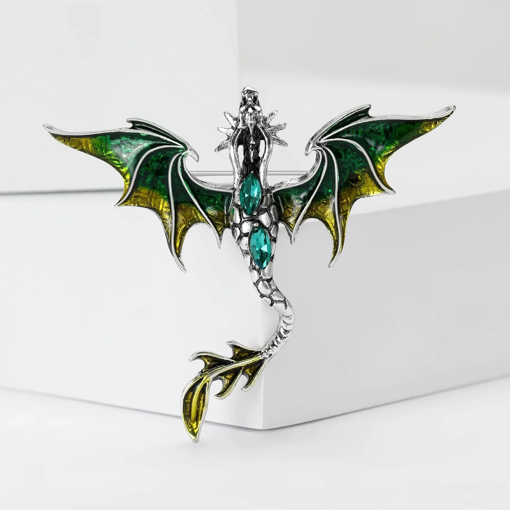 Popular Enamel Dragon Pins for Women Unisex Rhinestone Flying Dragons Brooch Event Party Backpack Decoration Clothes Accessories