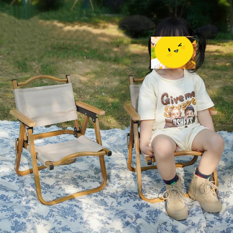 Mini Folding Portable Camping Chair for Kids Outdoor Kermit Chair Khaki and Black for 2-8 Years