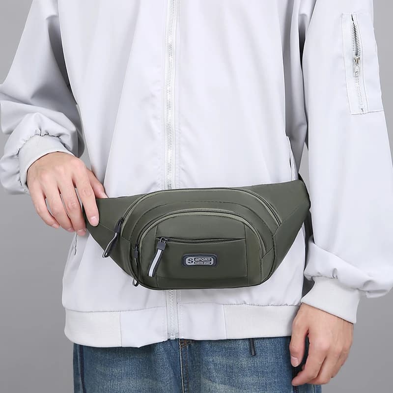 Men's Large Capacity Fitness Waist Pack Portable Anti Theft Ultra Thin Small Chest Bag Sports Outdoor Leisure Running Waist Bag
