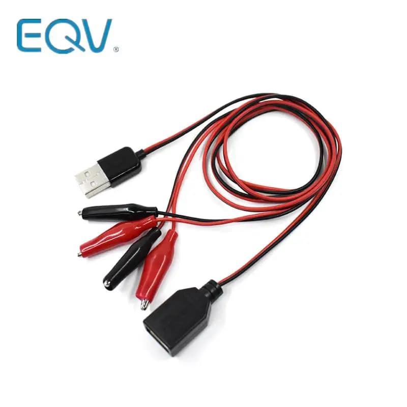 60CM Alligator Test Cilp To USB Male Connector Adapter Crocodile Test Clamp Clip Power Cable
