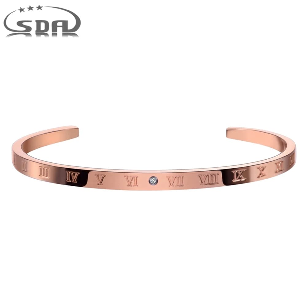 SDA  2023 Fashion Jewelry Open Bangles For Men and Woman 58 62mm Choose Adjustable Hand Wrist Size Bracelet Rose Gold Color
