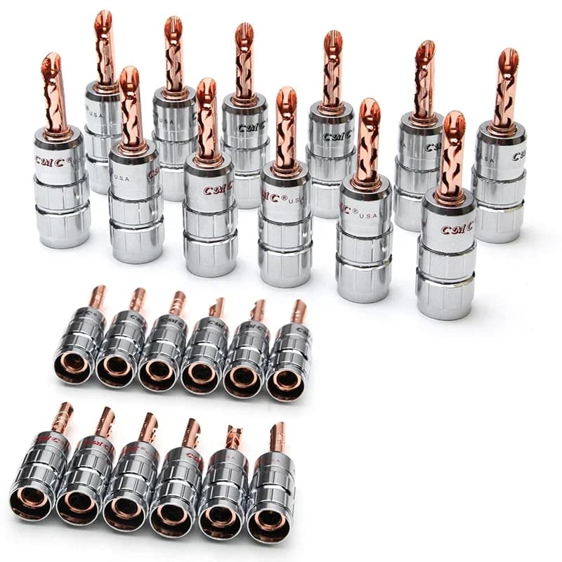 12Pcs/set CMC Banana Plug Connector Jack Male Plugs Screw for Speaker Audio Plug Copper Wire Connectors Adapter No Soldering