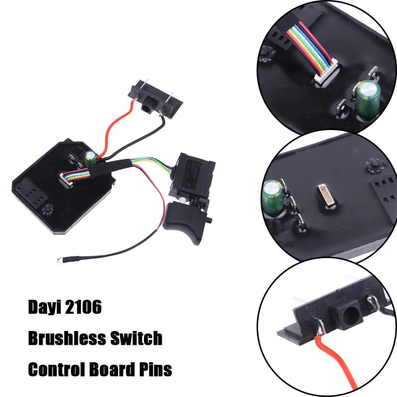 1Pc New control board + 1Pc switch 18V 21V suitable for Dayi 2106 brushless machine electric wrench motherboard accessories