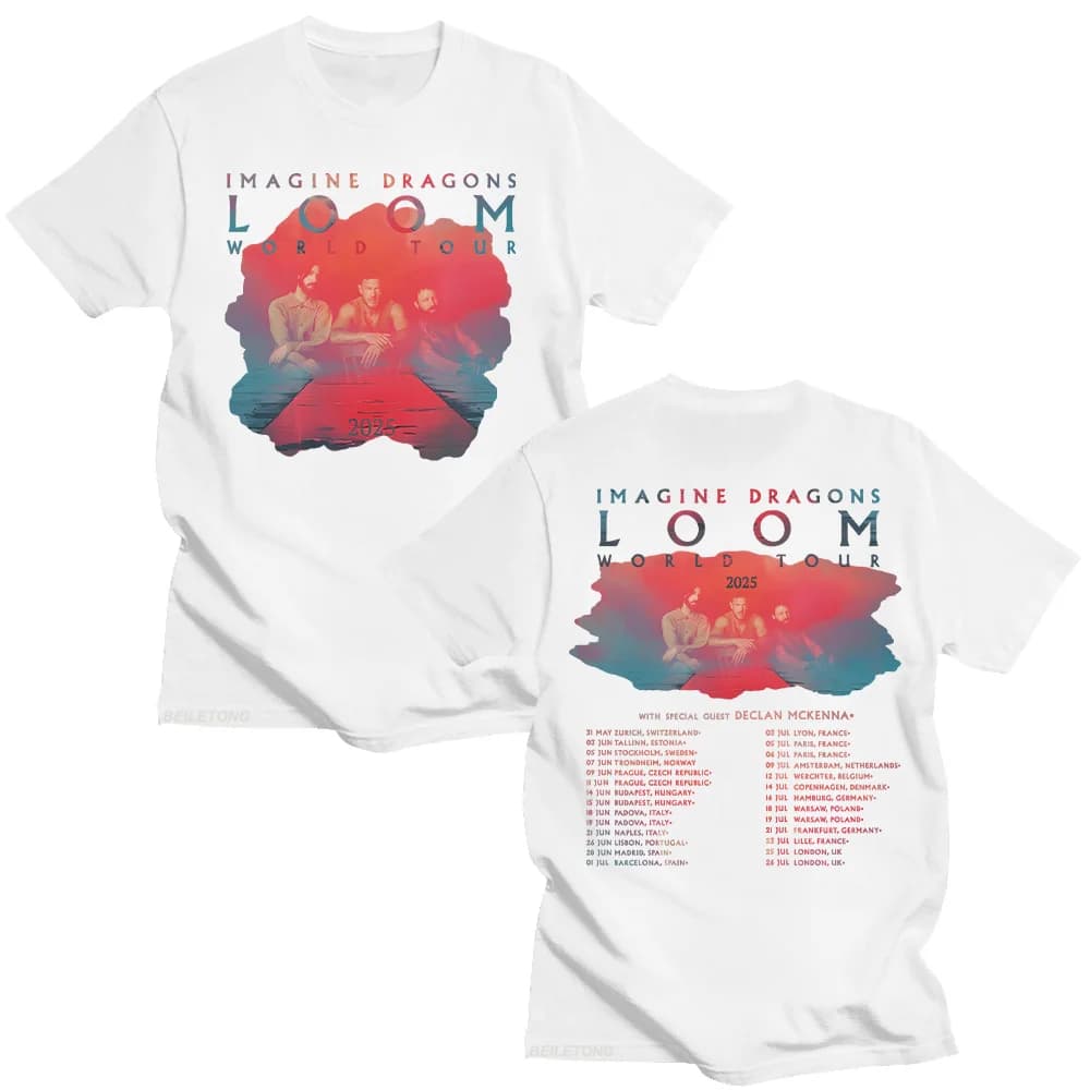 Imagine Dragons Band Loom Tour 2025 New TShirts Men Women Fashion Hip Hop Retro T-shirt Cotton Loose Short Sleeve Aesthetic Tops