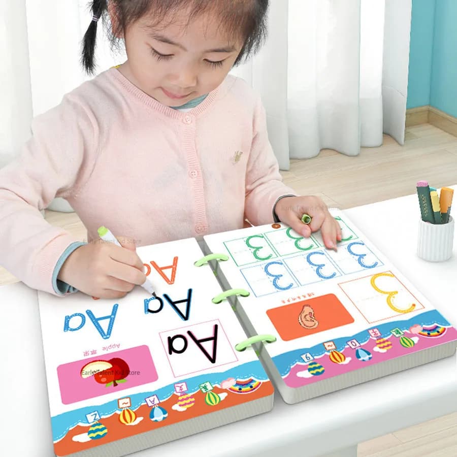 Children Notebook Waterproof White Hard Paper Board+1 Erasable Pen Can Write Reusable Magic Books Kid Early Practice Calligraphy