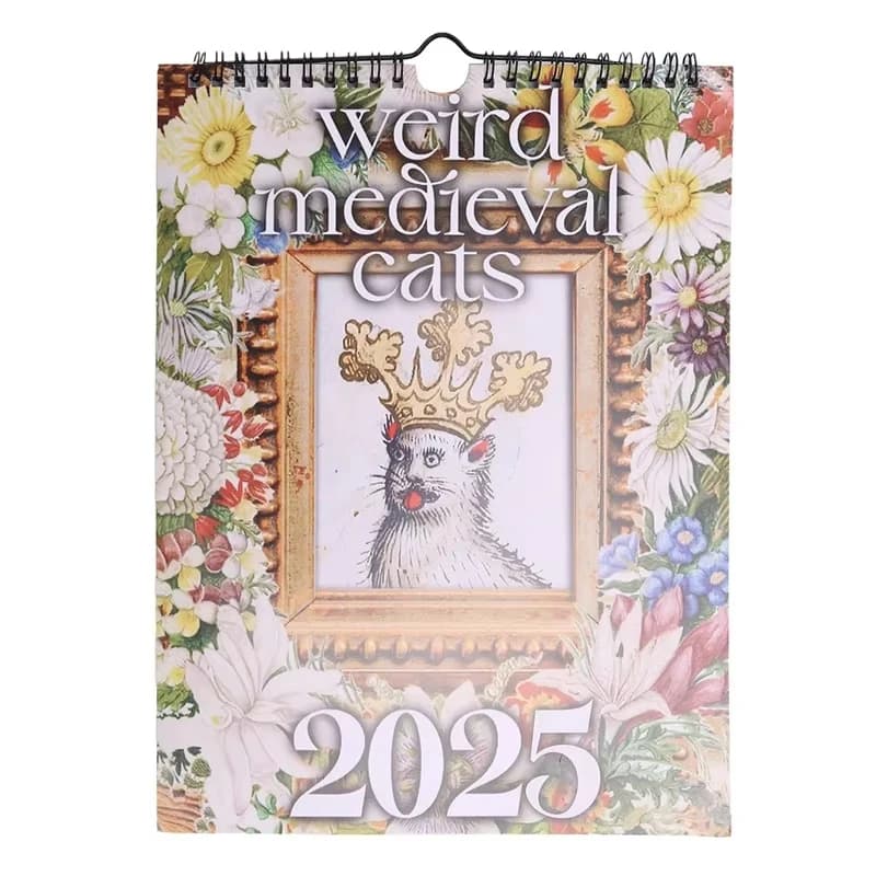 Creative 2025 Medieval Weird Cat Calendar Hilarious And Quirky Feline Art Calendar Gift For Cat Lovers