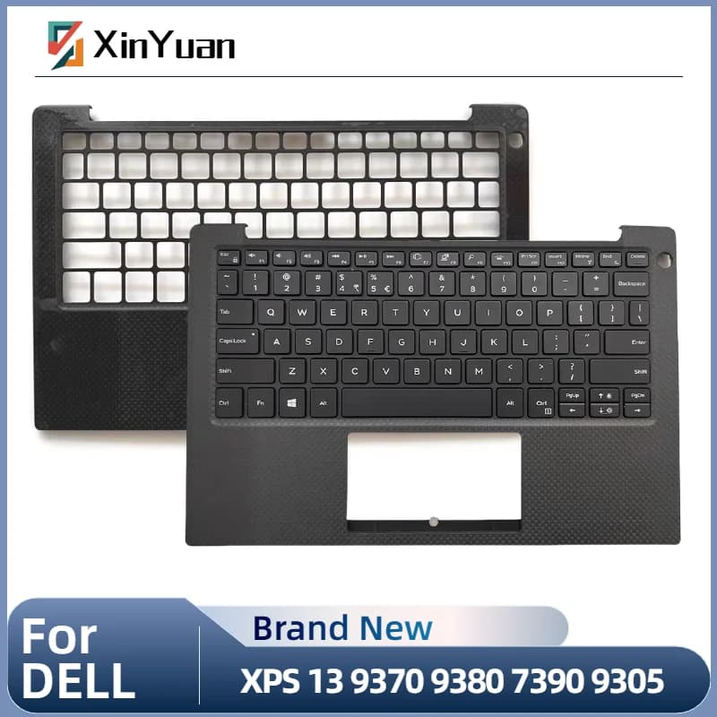 New For XPS 13 9370 9380 7390 9305 Laptop Upper Case Palmrest Cover C Shell Backlight Keyboard 0KPRW0