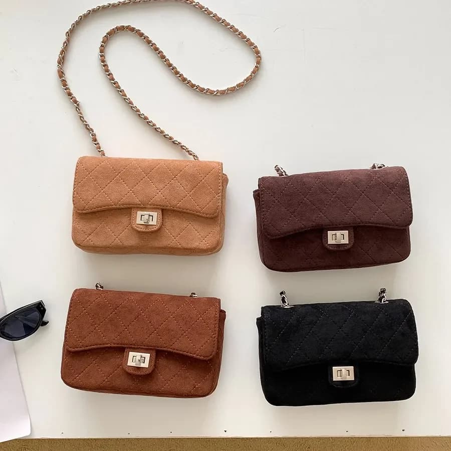 mini bag autumn and winter new small square bag clamshell niche diamond chain women bag