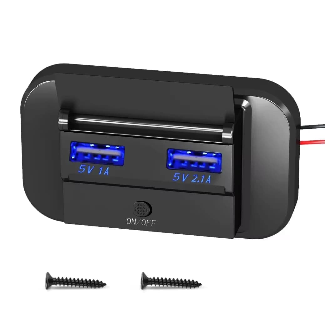 Dual USB Car Quicker Charger Socket Adapter 5V/3.1A Car Fast Charger With Switch for Bus RV Boat Car Truck