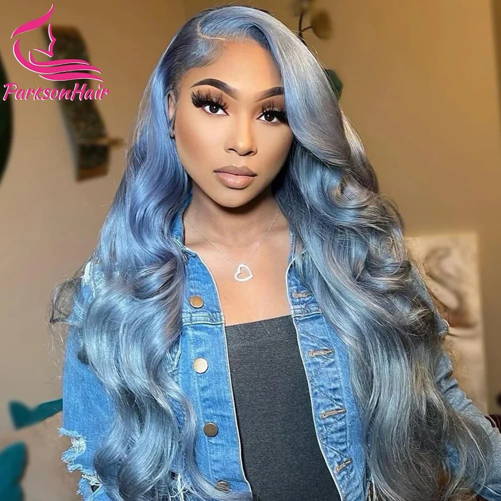 Transparent 13*4 13*6 Lace Frontal Wig Brazilian Body Wave Pre Plucked Silver Grey Lace Front Colored Human Hair Wigs For Women