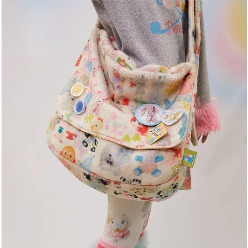 Y2K Girls Shoulder Bag 2023 New Fashion Korean Sweet Fleece Handbag Pures And Bag Crossbody Girls Bag Women Bag All-match Lovely