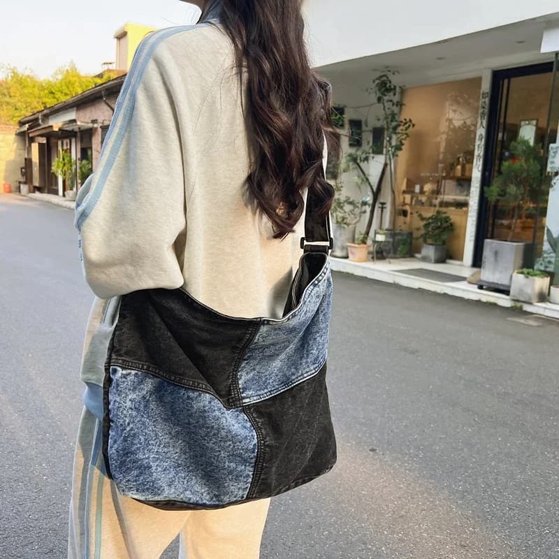 Zipper Denim Women's Shoulder Bags Female Bags on Sale 2023 High Quality High Capacity Patchwork Bolsas Femininas Messenger Bag