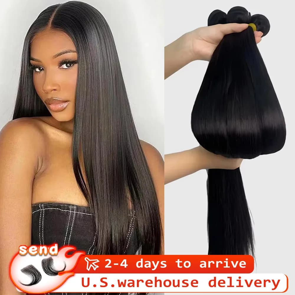 Brazilian Straight Hair Bundles Remy Human Hair Weave Bundles 10-30inch Hair Extensions Natural Black Color For Women