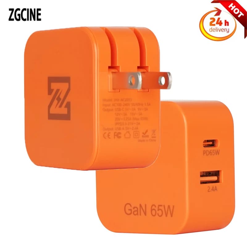 PD 65W Original For ZGCINE ZG-V99 USB C Fast Charger Head PD Fast Charging Head 2.4A USB Output 50/60Hz