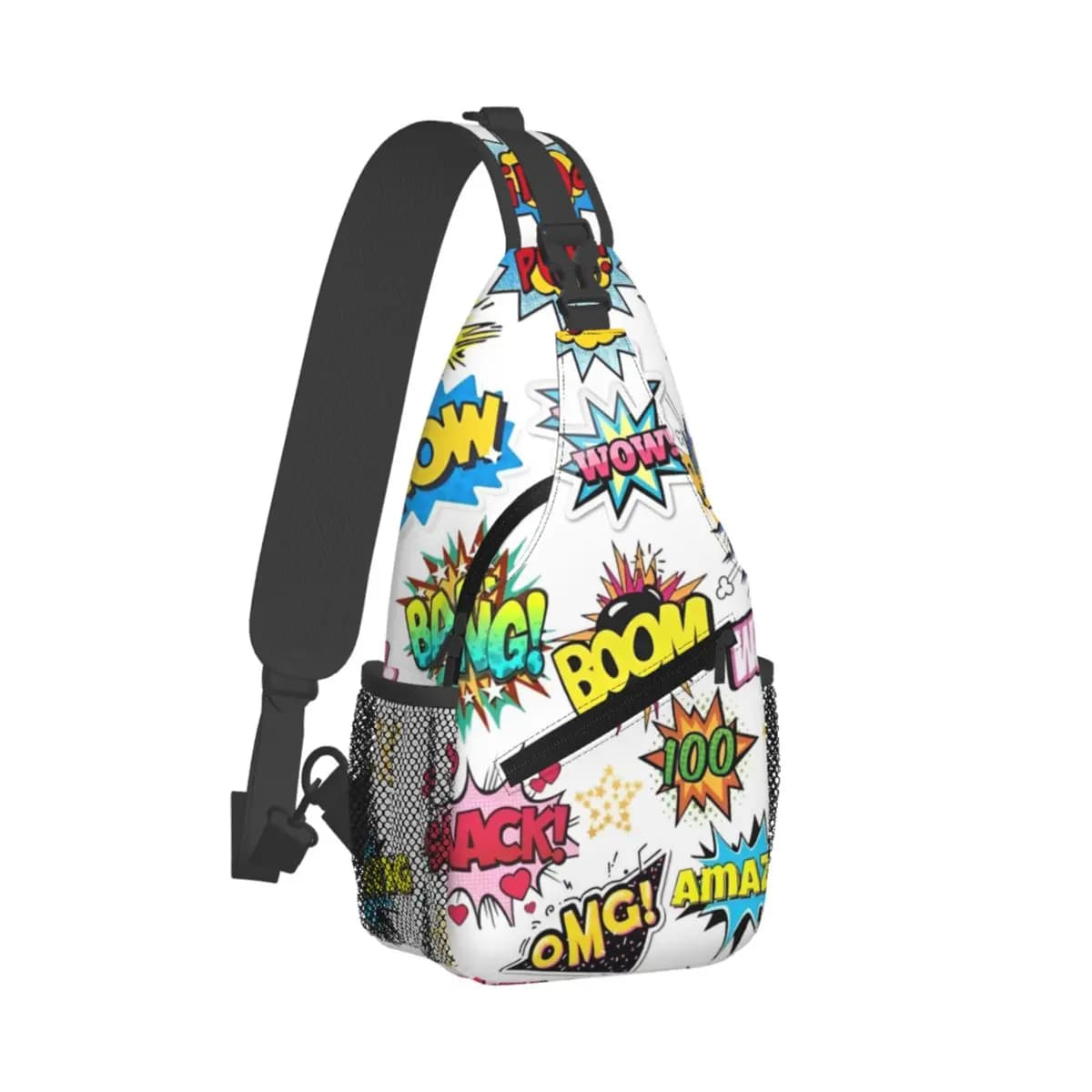Comic Elements Colorful Seamless Pattern Sling Bag Chest Crossbody Shoulder Sling Backpack Travel Hiking Daypacks Pattern Pack