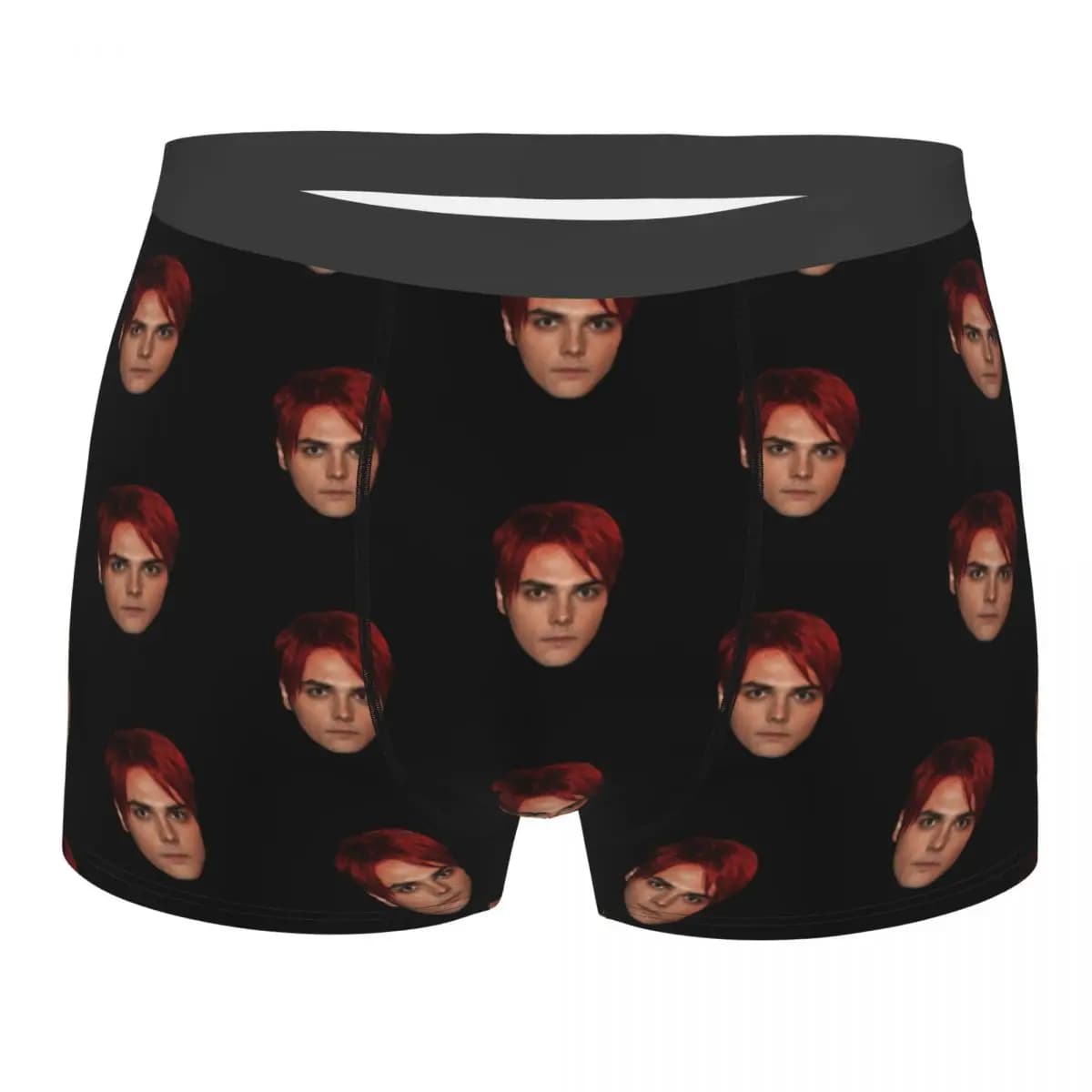 Funny Boxer Gerard Way Red Hair Shorts Panties Men's Underwear Mid Waist Underpants for Homme Plus Size
