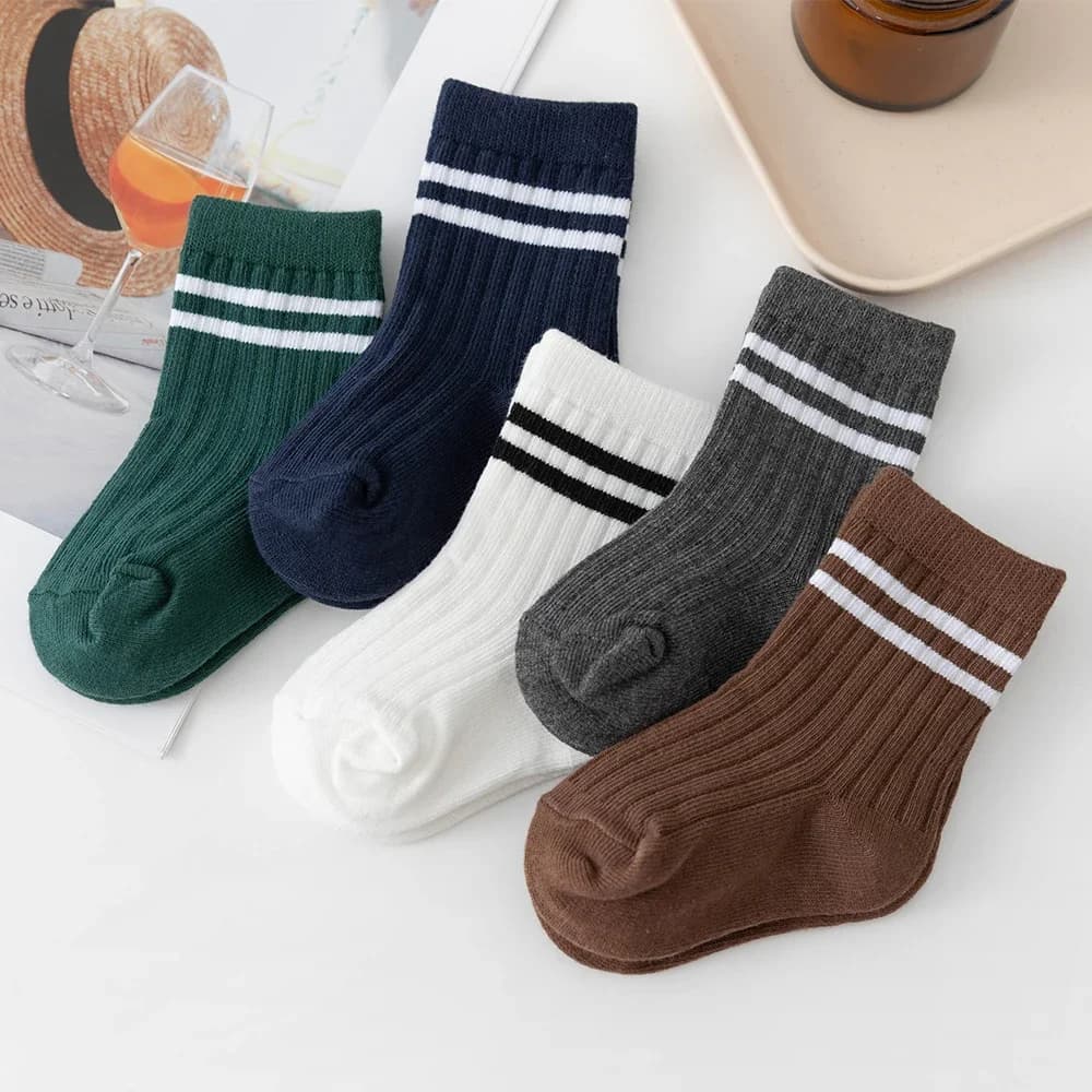 3pairs/lot Infant Boys Striped Socks Cotton Ribbed Stretch Mouthed Babies Boys Short Socks Newborn Toddler Boys Sporty Sock Pack