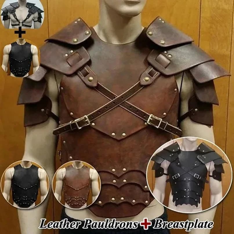 2025 Vintage Viking Amazon Middle Ages Renaissance Shoulder Armor Leather Armor PU Men's and Women's Armor