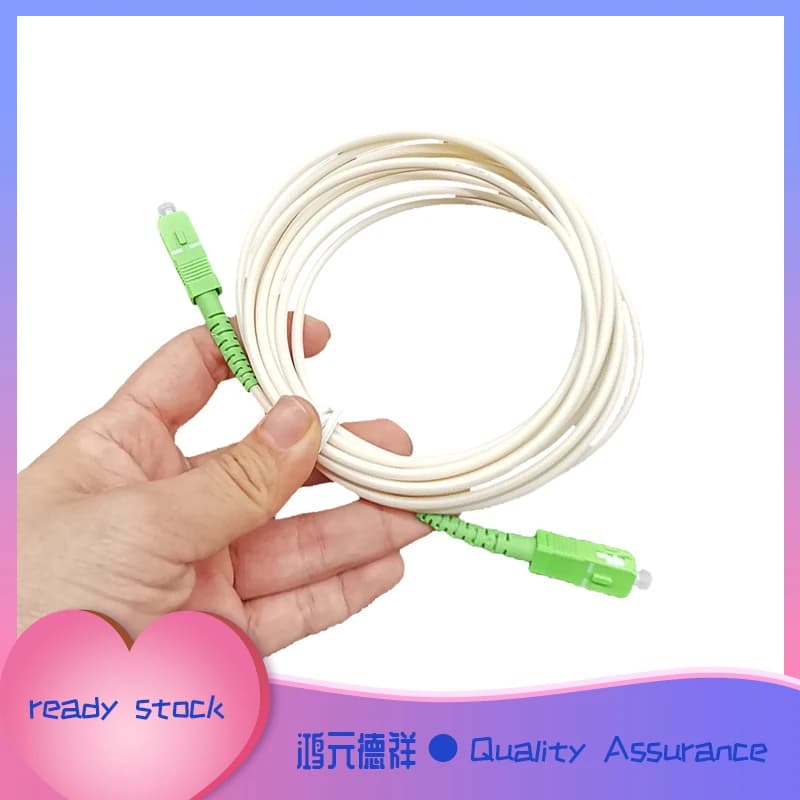 SC APC-SC APC  1.5M 2M 3M Simplex Single Mode  Fiber Optic Patch Cord White 3.0mm Fiber Optics Cable,Sky and Globe Compatible