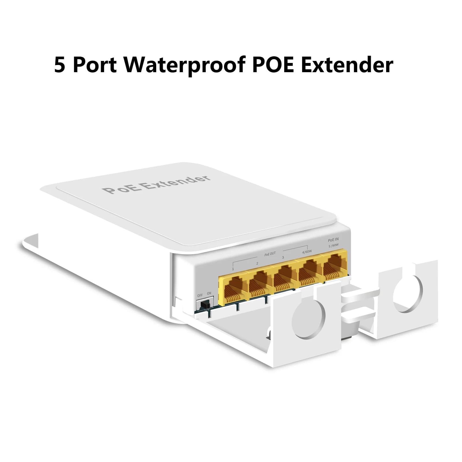 5 Port Waterproof POE Extender POE Repeater 1000Mbps Transmission Outdoor Network IP55 VLAN 44-57V for POE Camera Wierless AP