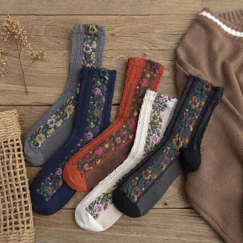 Women's Socks Pure Cotton Flower Embroidery Medium Tube Socks Retro 2023 Trend Ethnic Style Spring Summer Free Shipping Ventilat