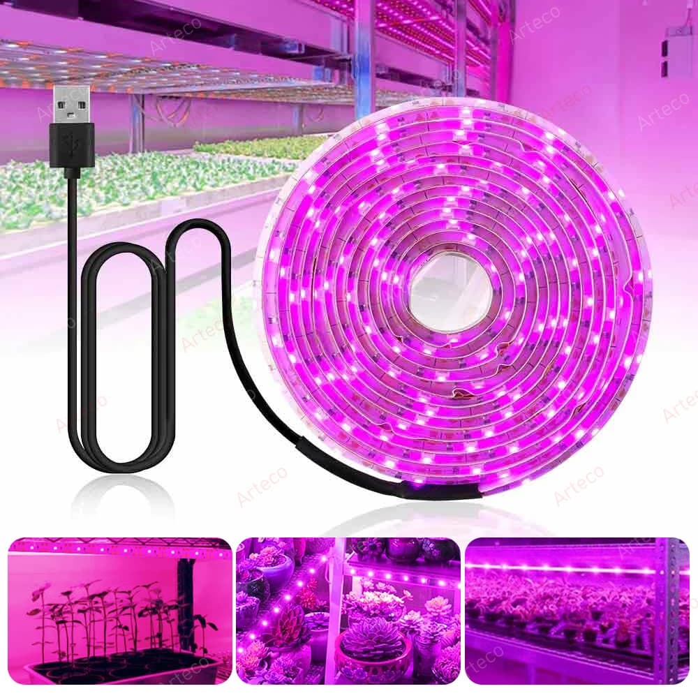 LED Grow Light Full Spectrum 5V USB Grow Light Strip 2835 LED Phyto Lamps For Plants Greenhouse Hydroponic Growing Lamp 1M 2M 3M