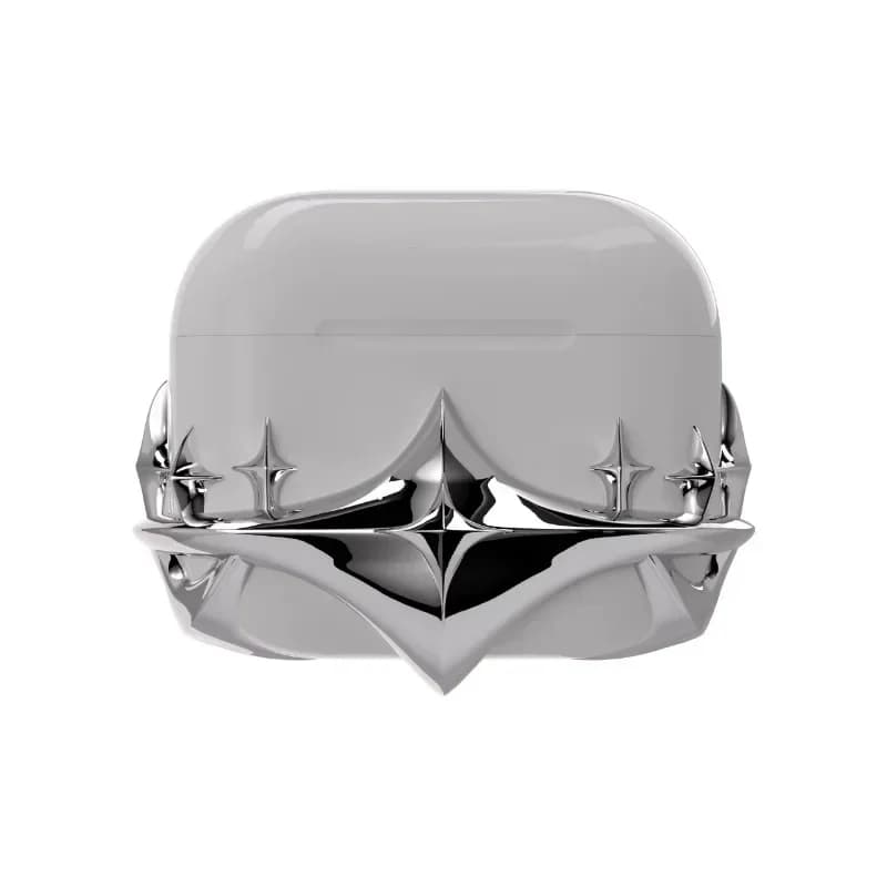 Original Silver Star Airpods Case Decoration 3D Openwork Design Cool Protective Case for AirpodsPro Earphone Accessorie Y2K Gift