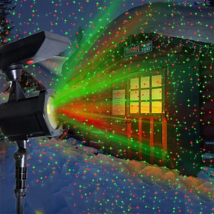 Solar Powered Christmas Laser Light Projector Outdoor Red Green Star Laser Light Show Outdoor Solar Laser Projector Light