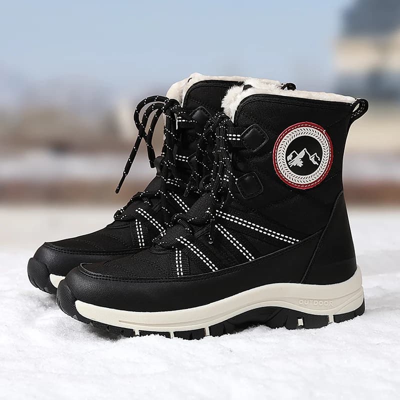2024 Winter New Women Boots Comfortable Thermal Snow Boots Cross Tie Straps Fashion Outdoor Boots Wear-Resisting Hiking Shoes