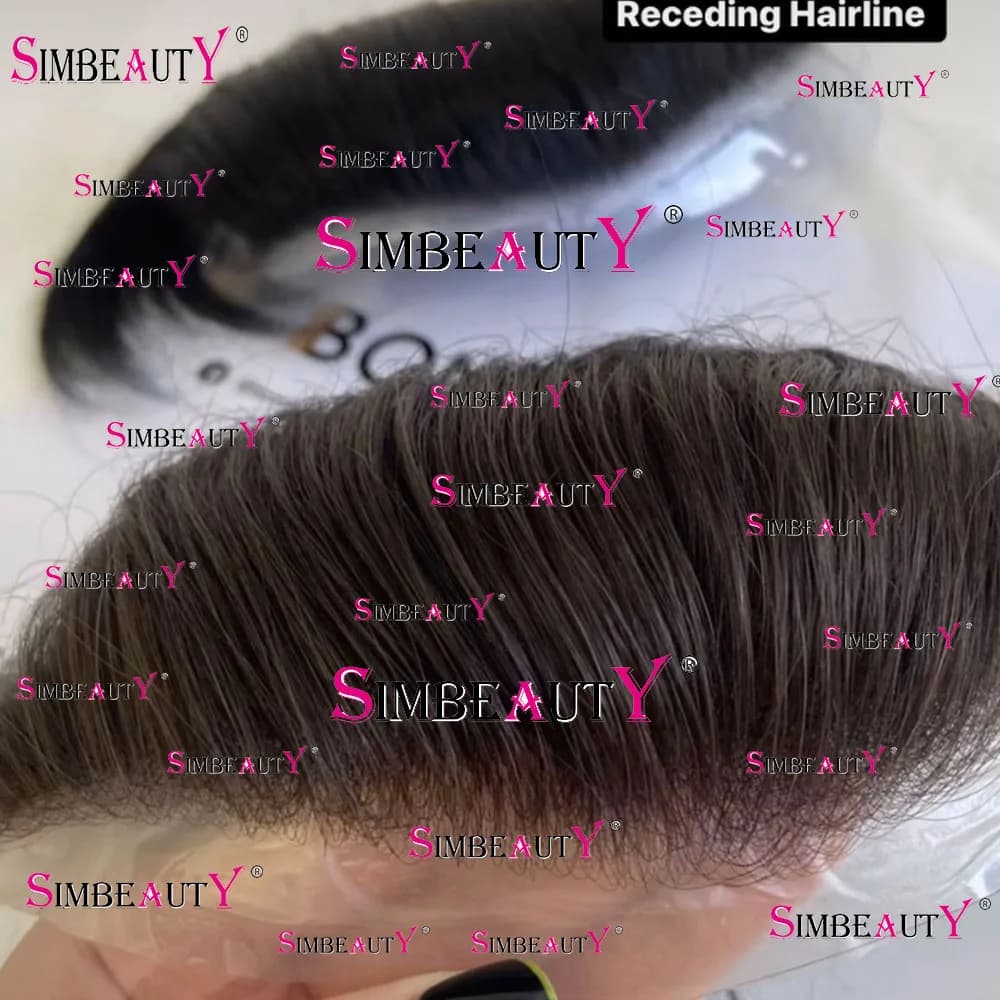 Natural Hairline 0.02mm 80%Density Super Ultra Thin Skin Toupee Brown Black Gray 565 1B80 100% Human Hair Undetectable Prosthesi